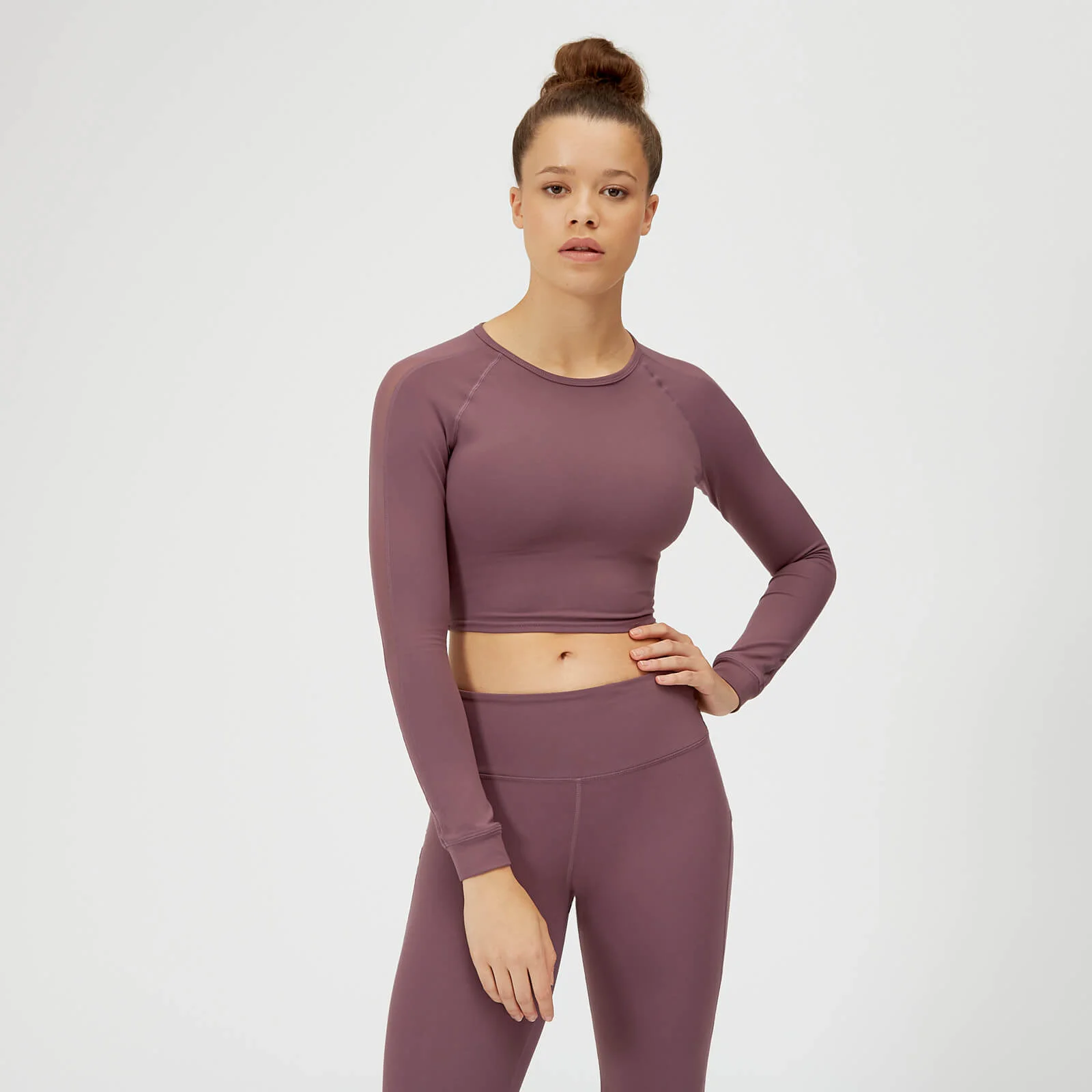 Power Long Sleeve Crop Top - Mauve - XS Image 1