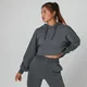 Acid Wash Cropped Hoodie - Carbon