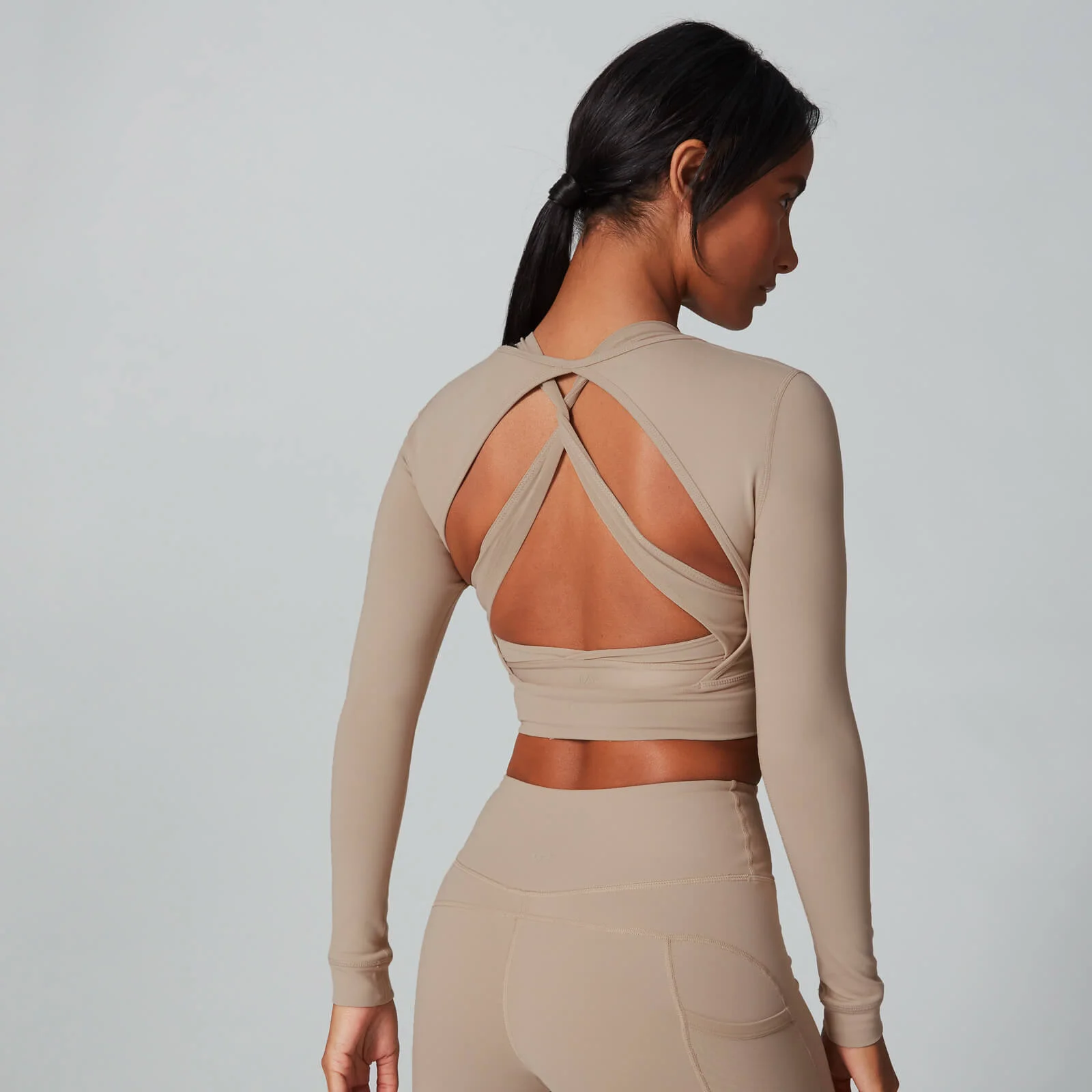 Power Open Back Crop Top - Sesame - XS Image 1