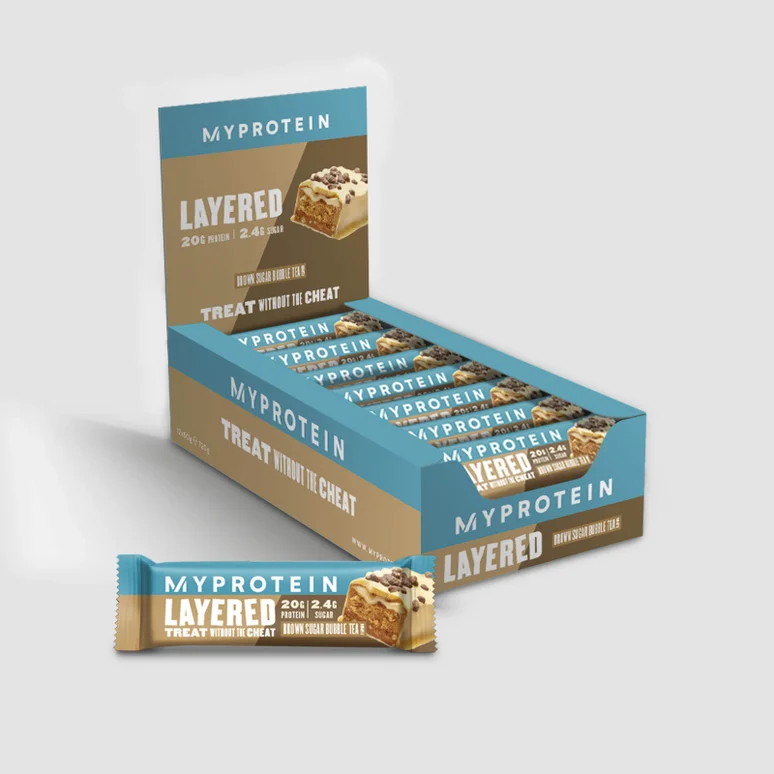 Layered Protein Bar (Brown Sugar Bubble Tea) - 12 x 60g - Brown Sugar