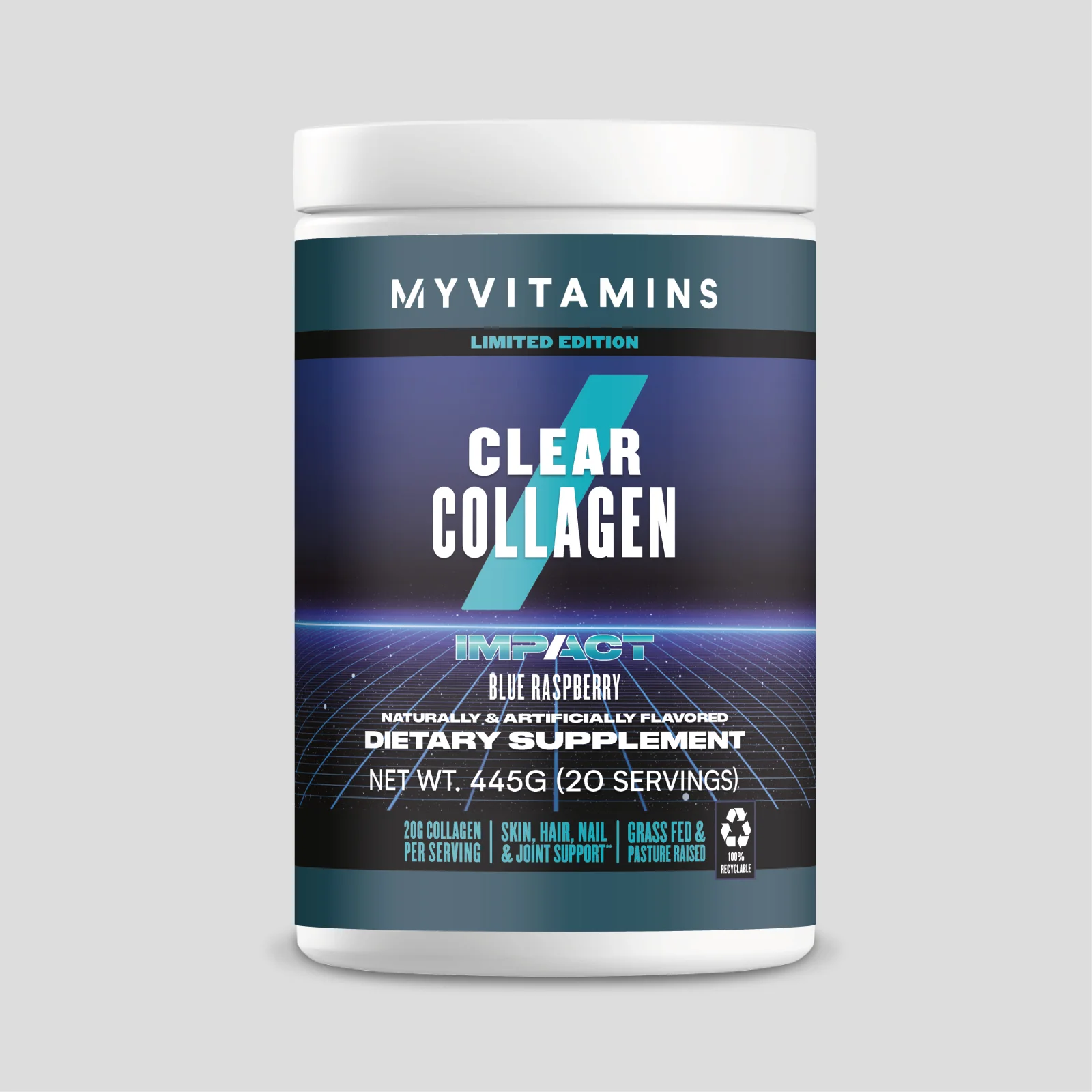 Clear Collagen Protein Powder - 30servings - Blue Raspberry Image 1