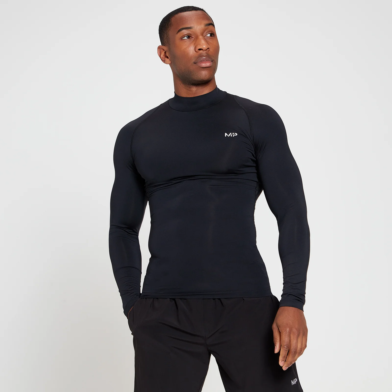 MP Men's Training Baselayer High Neck Long Sleeve Top - Black - XXS Image 1