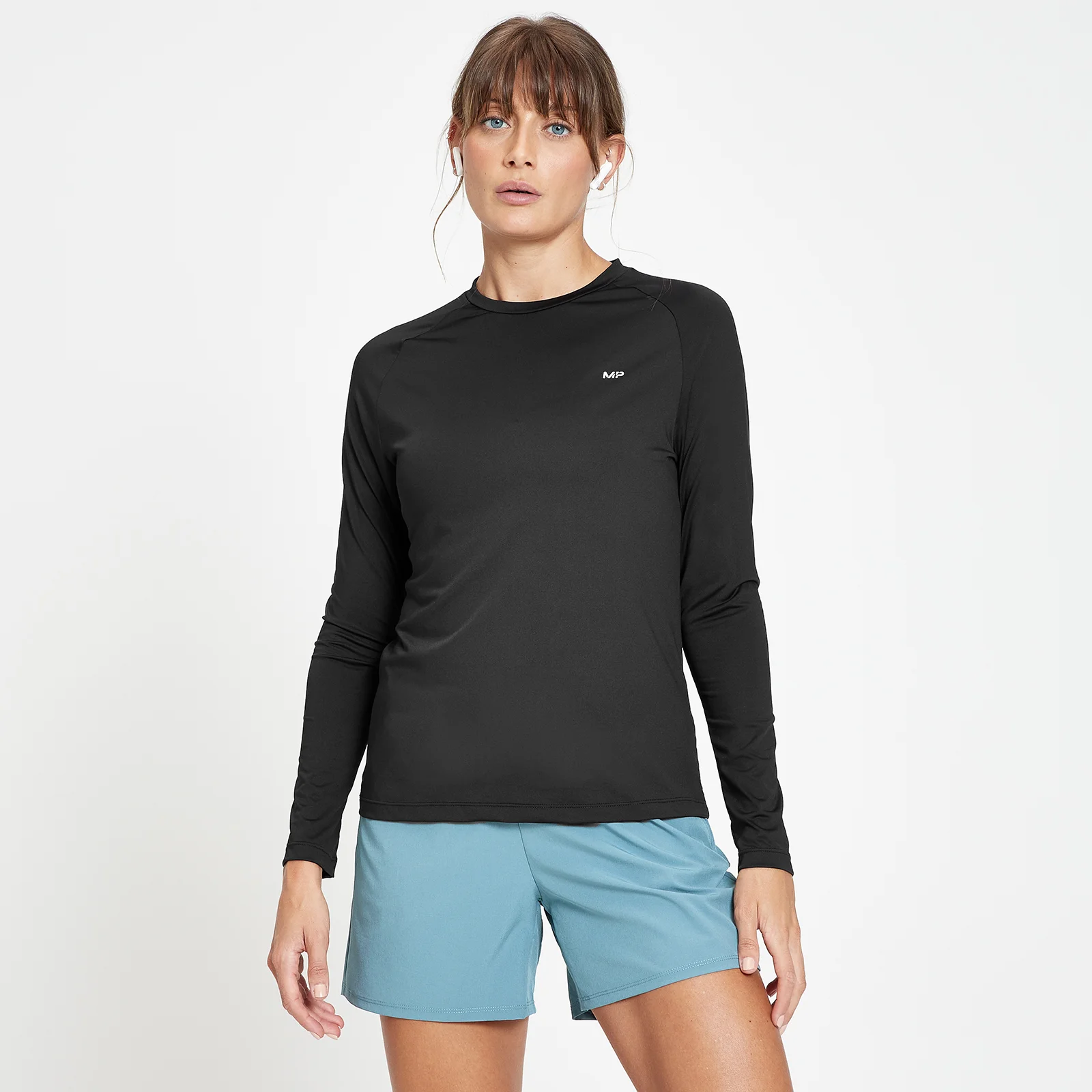 MP Women's Run Life Training Long Sleeve T-Shirt - Black/ White - XXS Image 1