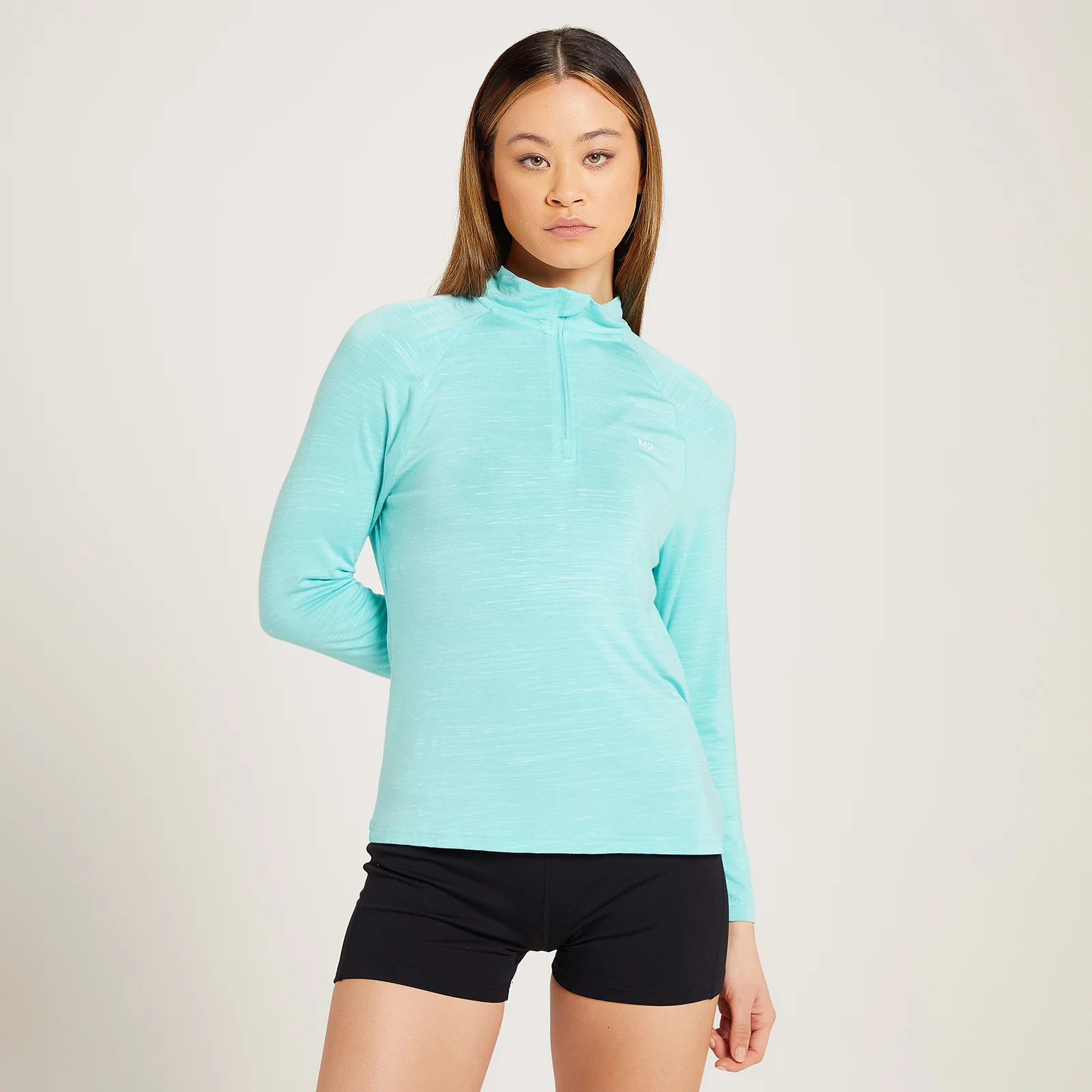 MP Women's Performance Training 1/4 Zip Top - Arctic Blue Marl with White Fleck - M Image 1