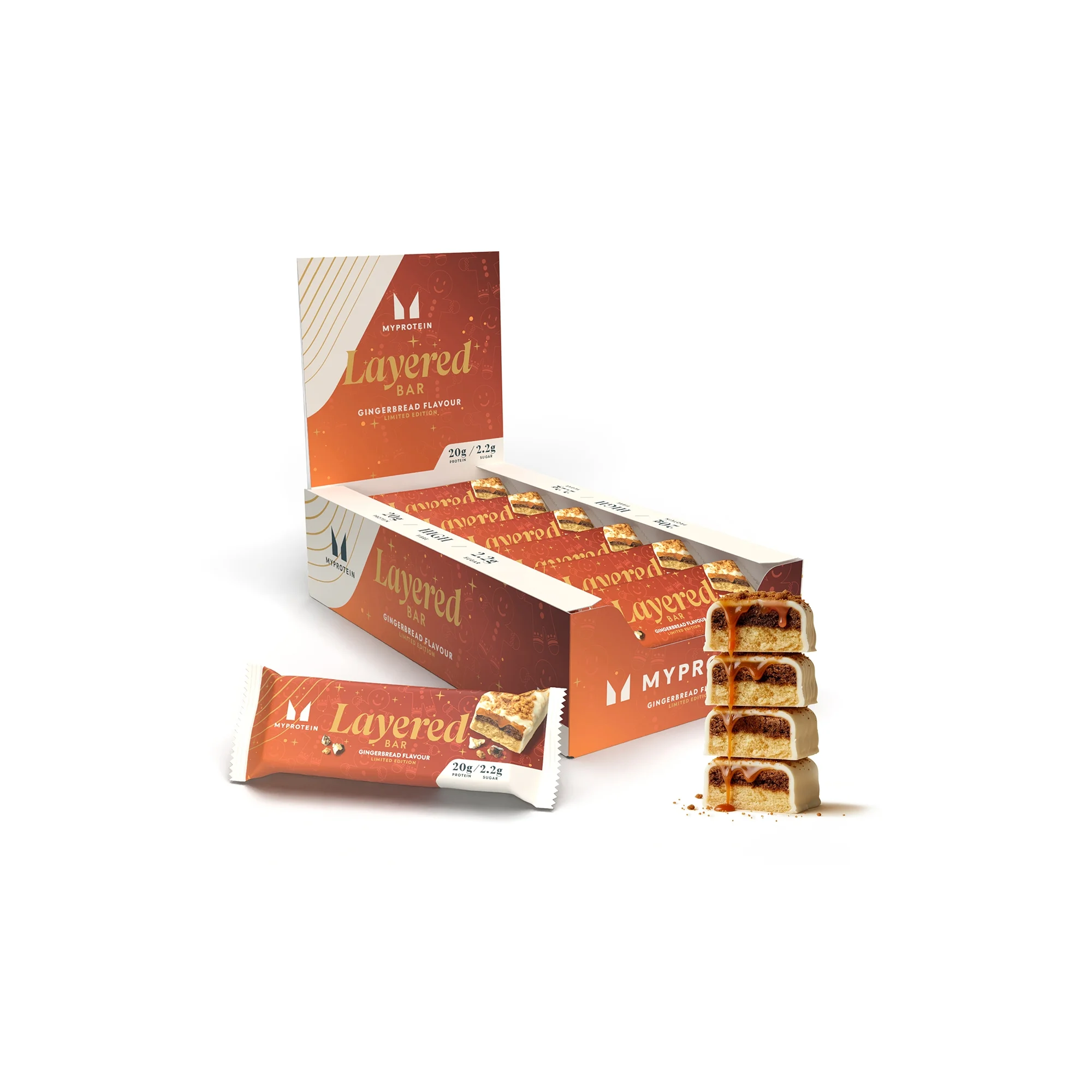 Layered Protein Bar — Gingerbread - 60g X 12servings - Gingerbread - Limited Edition Image 1