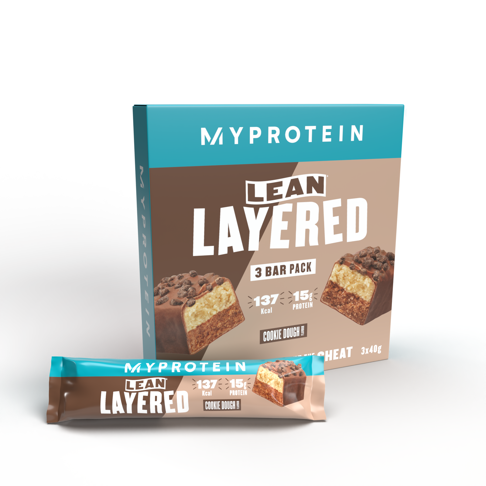 Lean Layered Protein Bar - 12 x 40g - Chocolate and Cookie Dough Image 1