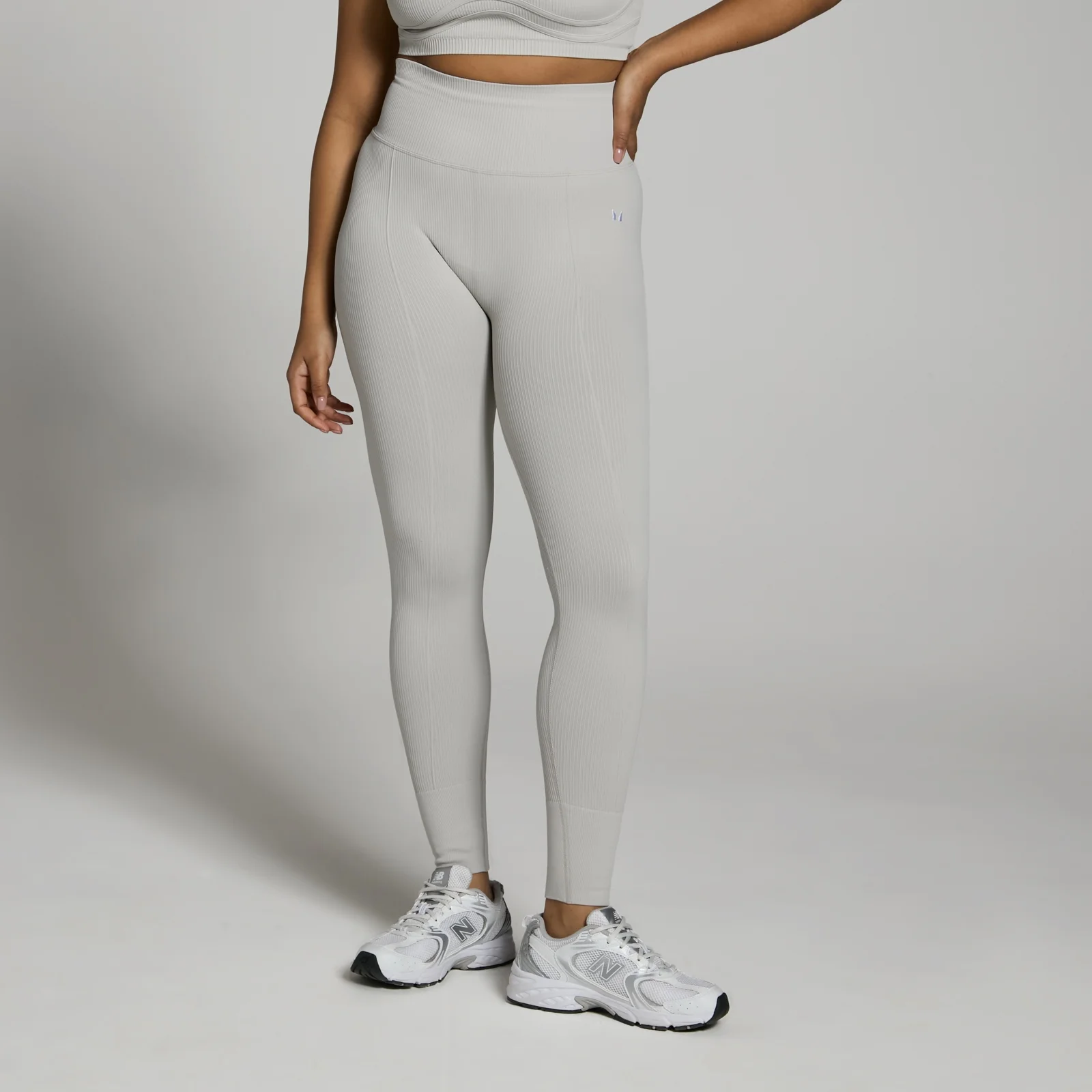 MP Women's Lifestyle Ribbed Leggings - Light Grey - L Image 1
