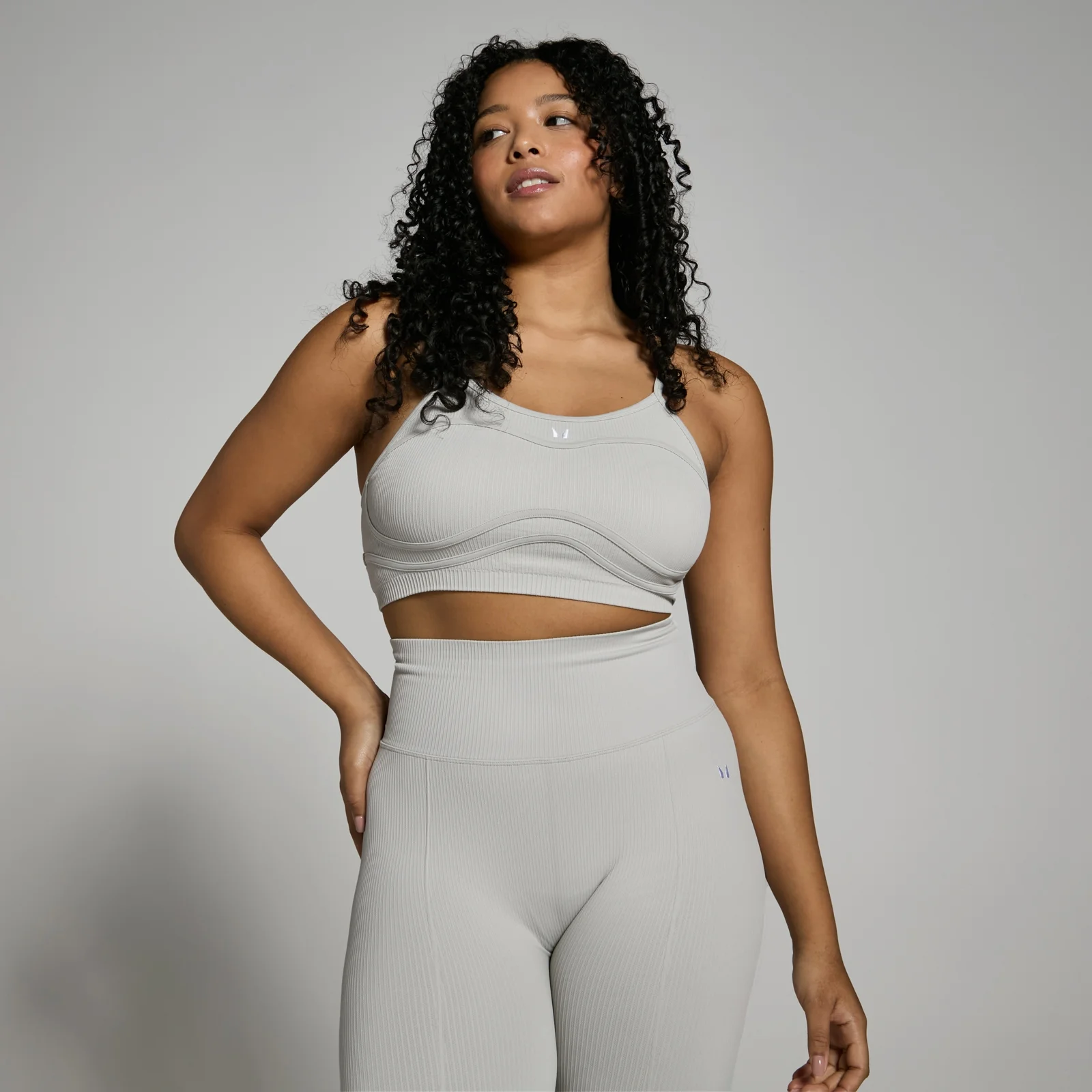 MP Women's Lifestyle Ribbed Bra - Light Grey - M Image 1