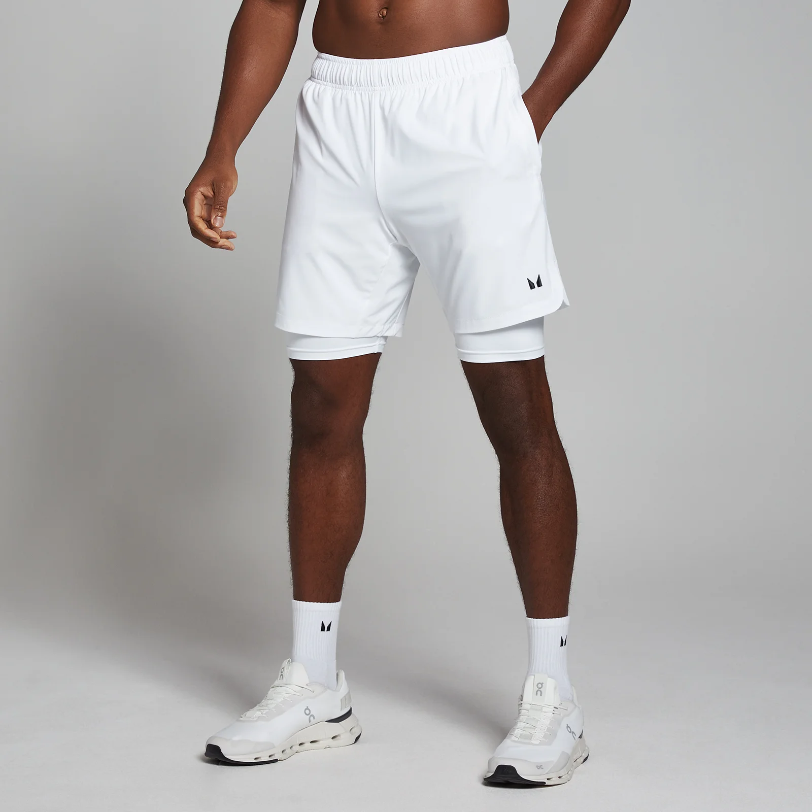 MP Men's 2-in-1 Training Shorts - White - XXS Image 1