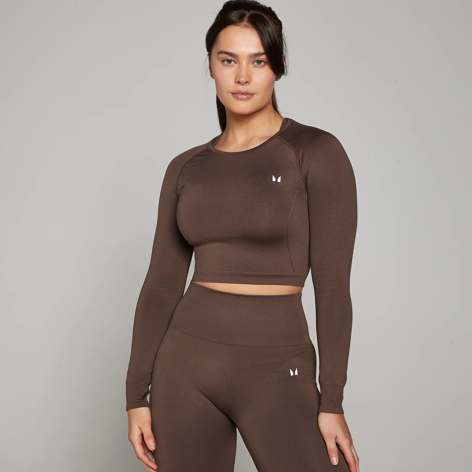 MP Women's Shape Seamless Long Sleeve Crop Top - Walnut - XXL Image 1