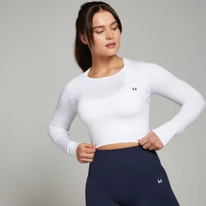 MP Women's Shape Seamless Long Sleeve Crop Top - White - Size XL