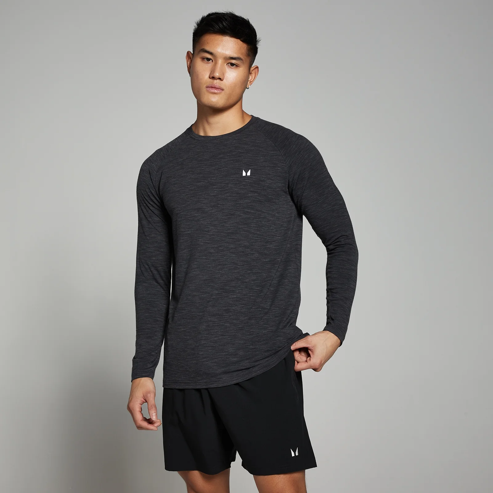 MP Men's Performance Long Sleeve Top - Black Marl - S Image 1