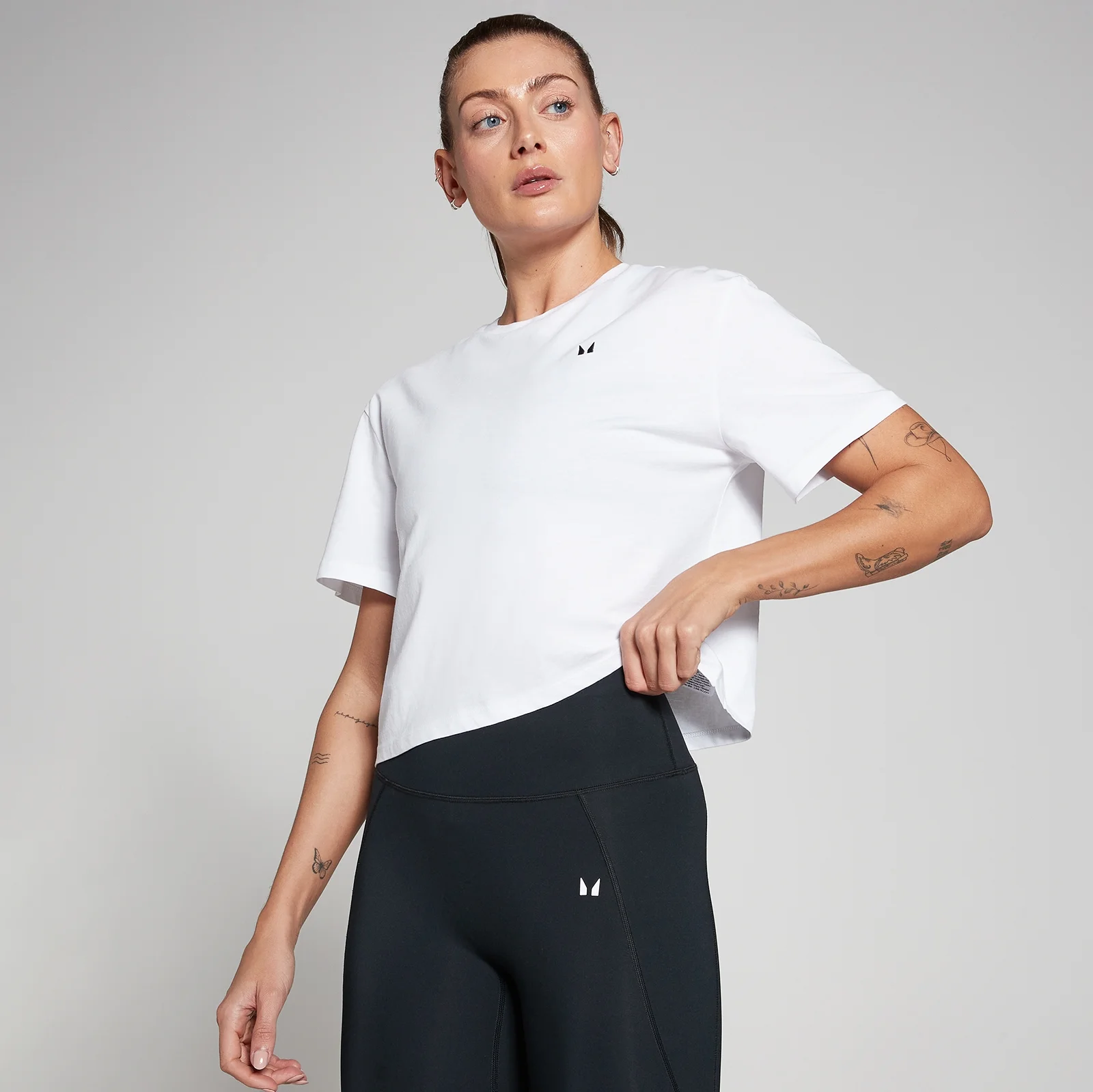 MP Women's Basics Boxy Short Sleeve Crop T-Shirt - White - S Image 1