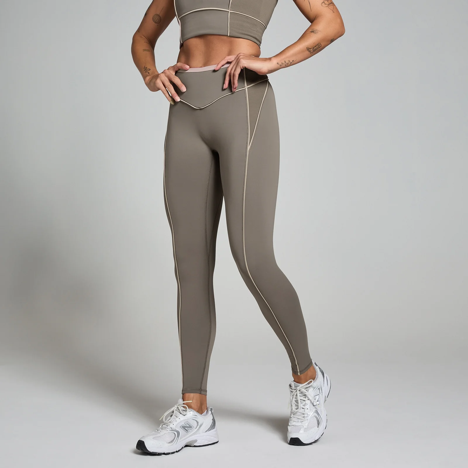 MP Women's Tempo Contrast Texture Leggings - Espresso - XL Image 1