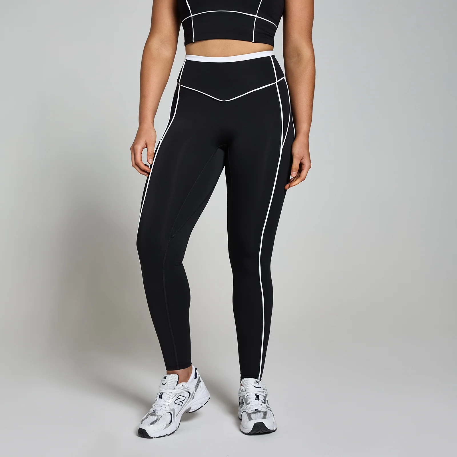 MP Women's Tempo Contrast Texture Leggings - Black - XS Image 1