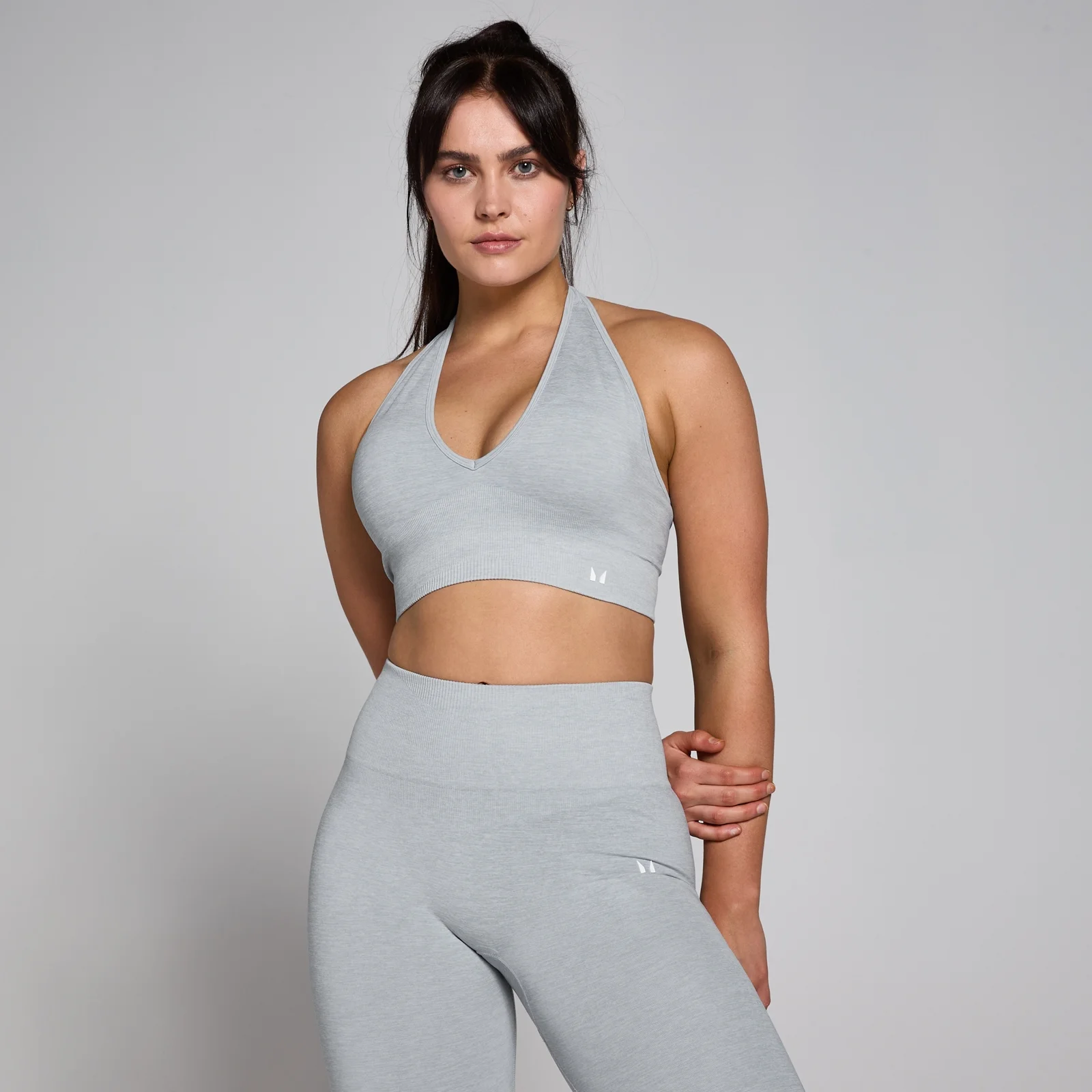 MP Women's Tempo Seamless Halter Neck Bra - Grey Marl - XS Image 1