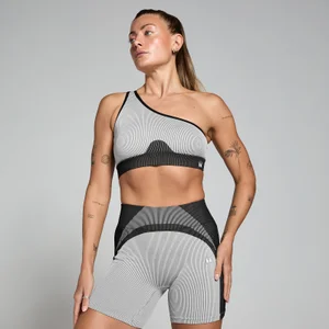 MP Women's Contrast Rib Seamless Bra - Black/Grey - Size L