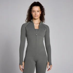 MP Women's Waffle Seamless Full Zip Jacket - Gun Metal - Size L