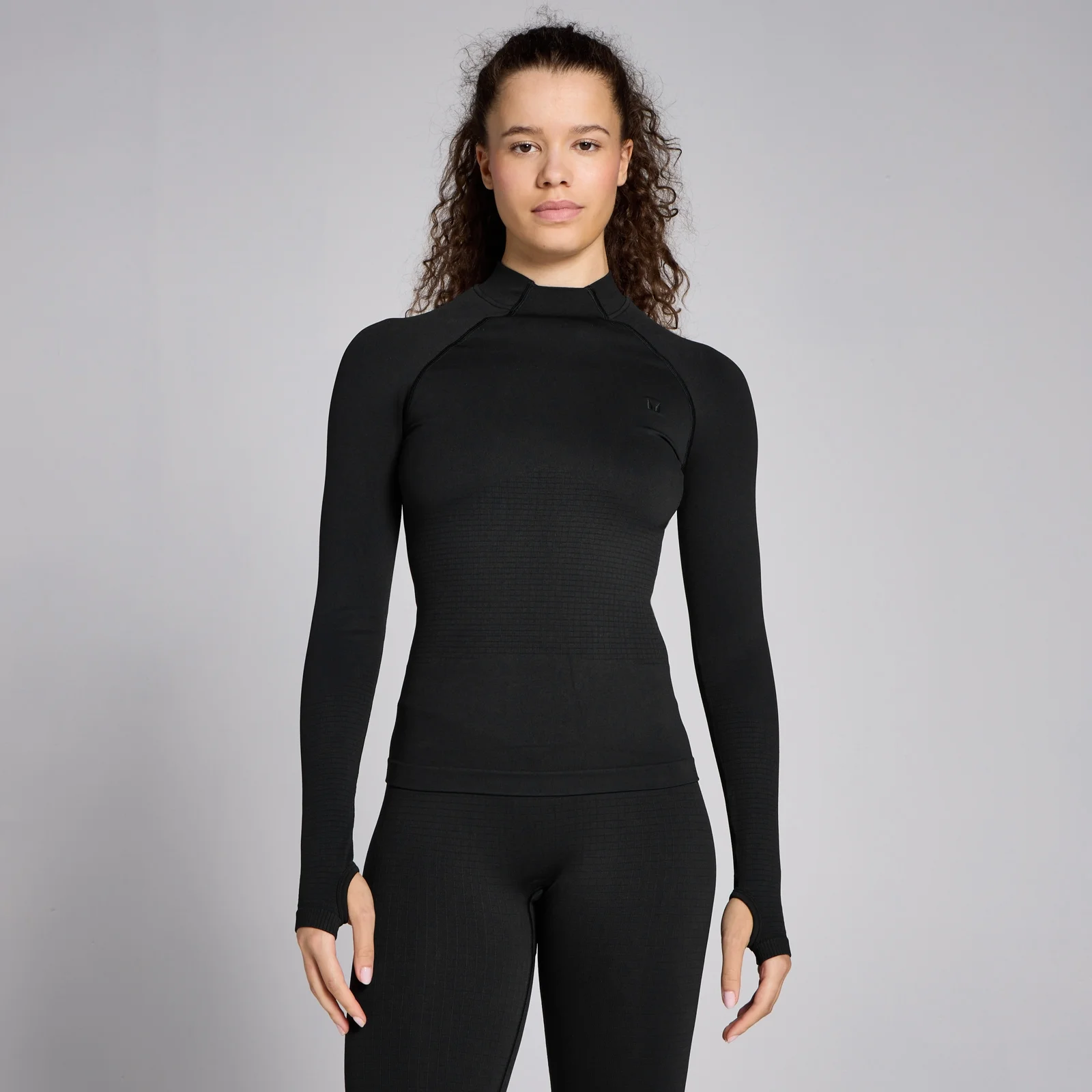 MP Women's Waffle Seamless Long Sleeve Top - Black - XXL Image 1