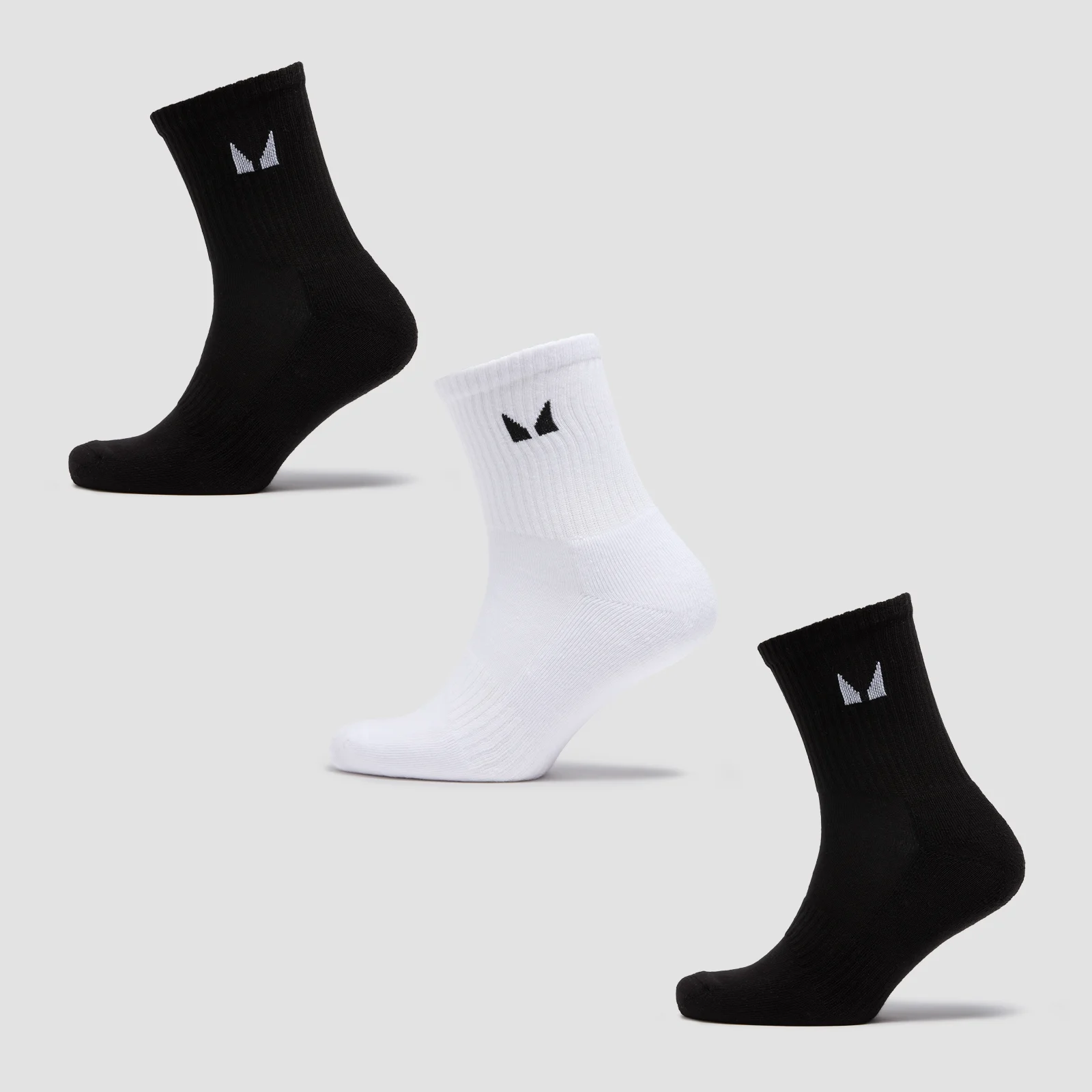 MP Unisex Crew Socks (3 Pack) - Black/White - UK 12-14 Image 1