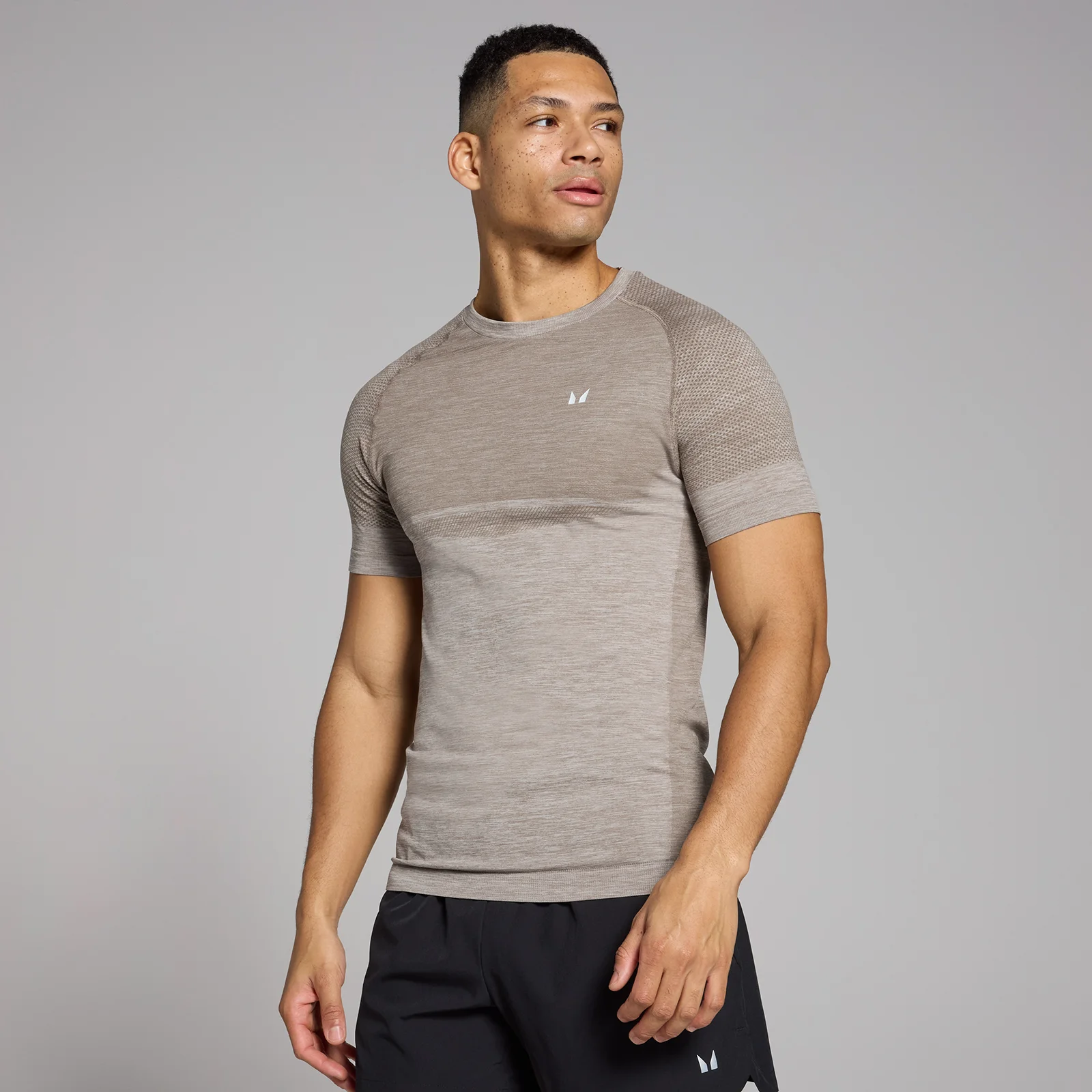 MP Men's Seamless Short Sleeve T-Shirt - Tan Marl - S Image 1