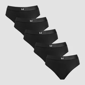 MP Women's Mid Rise Bikini Brief (5 Pack) - Black - Size S
