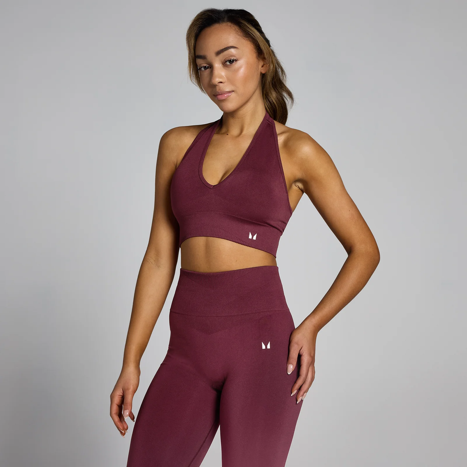 MP Women's Tempo Seamless Halter Neck Bra - Red Wine - L Image 1
