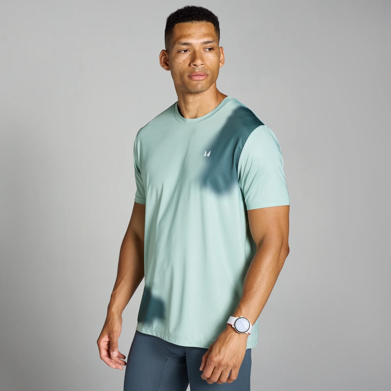 MP Men's Velocity Mesh Print T-Shirt - Grey Mist - XS Image 1