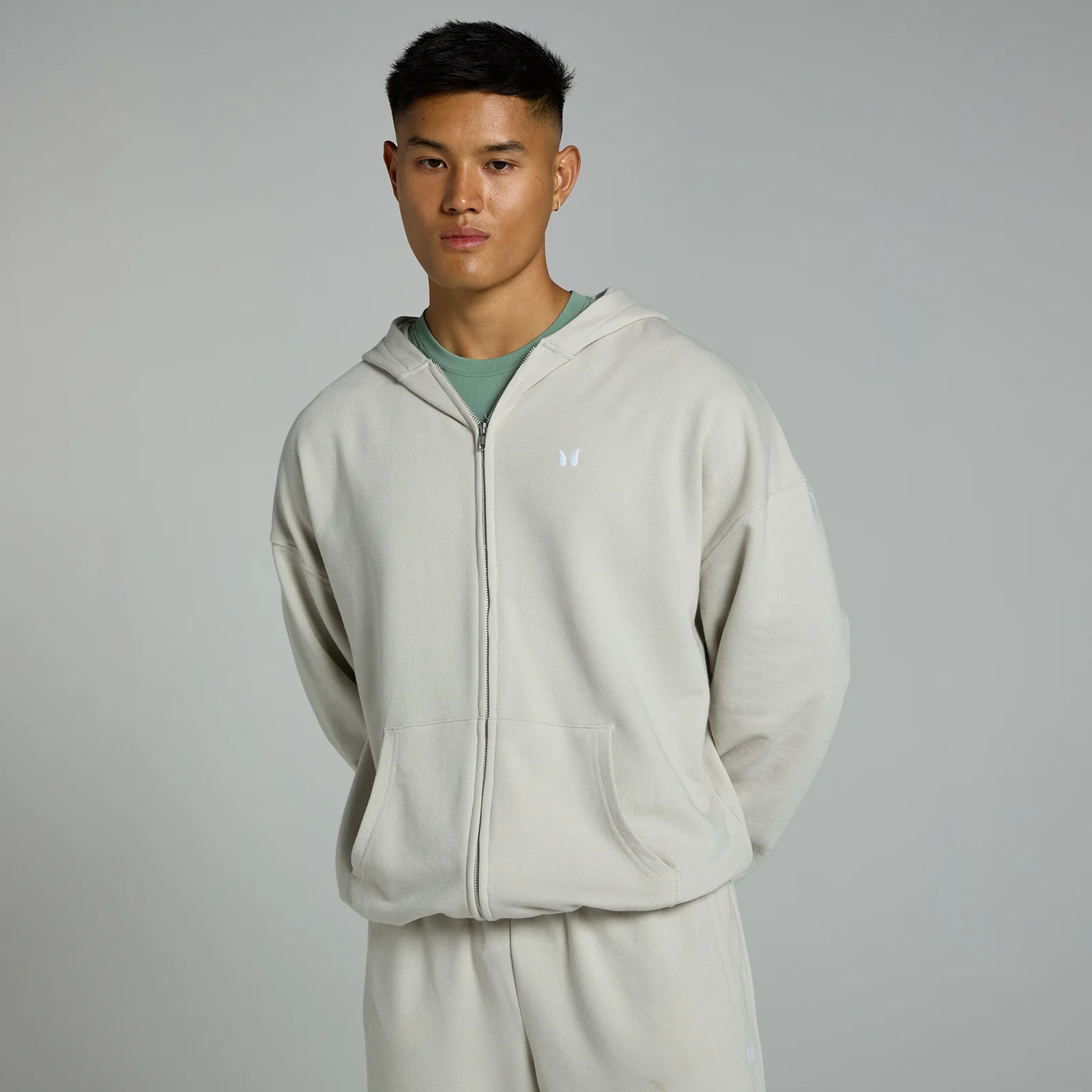 MP Men's Tempo Zip Through Hoodie - Ash - XXL Image 1