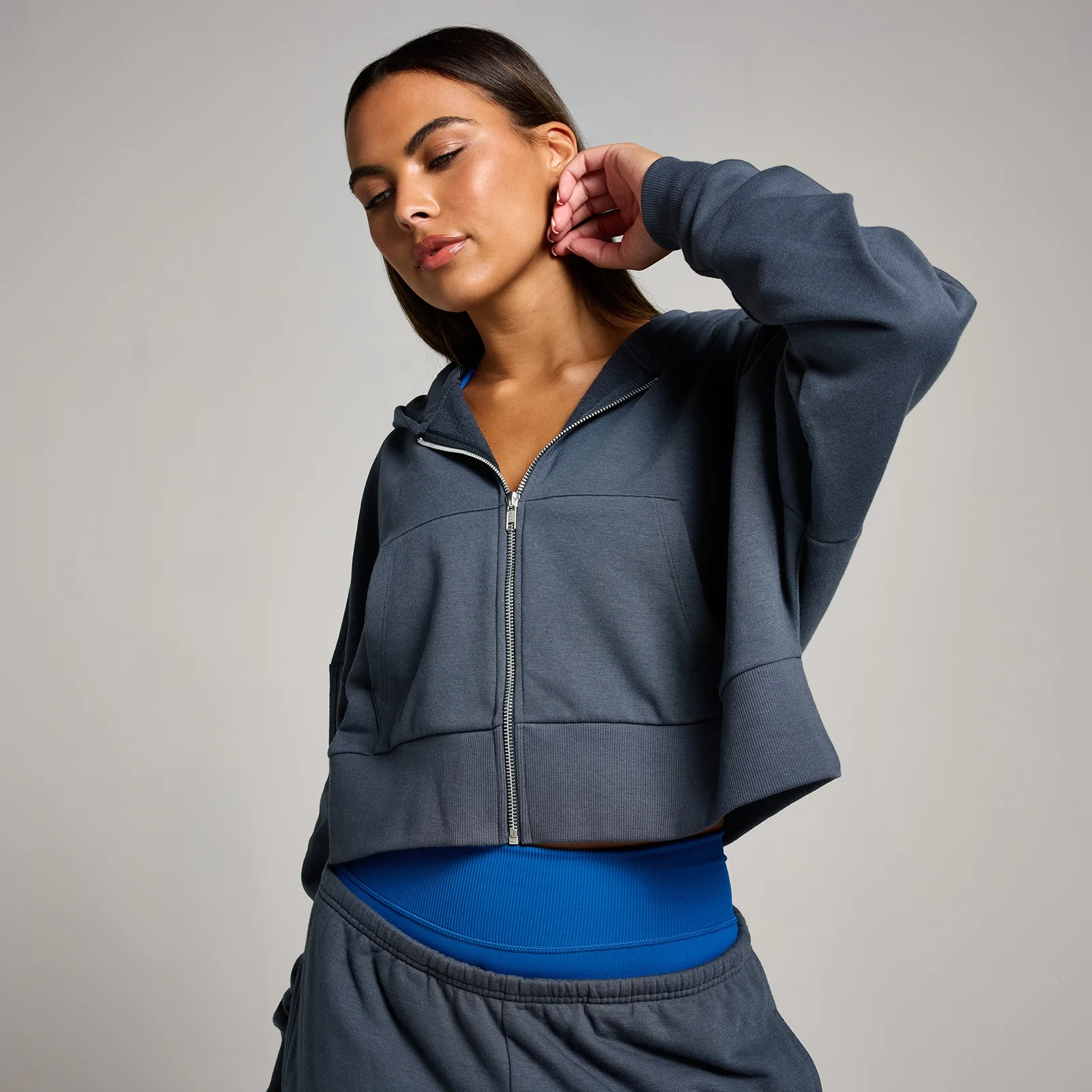MP Women's Tempo Cropped Zip Through Hoodie - Midnight - M Image 1