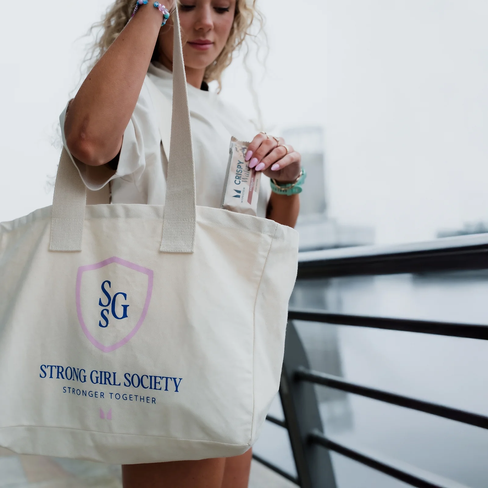MP Strong Girl Society Tote Bag - Natural Image 1