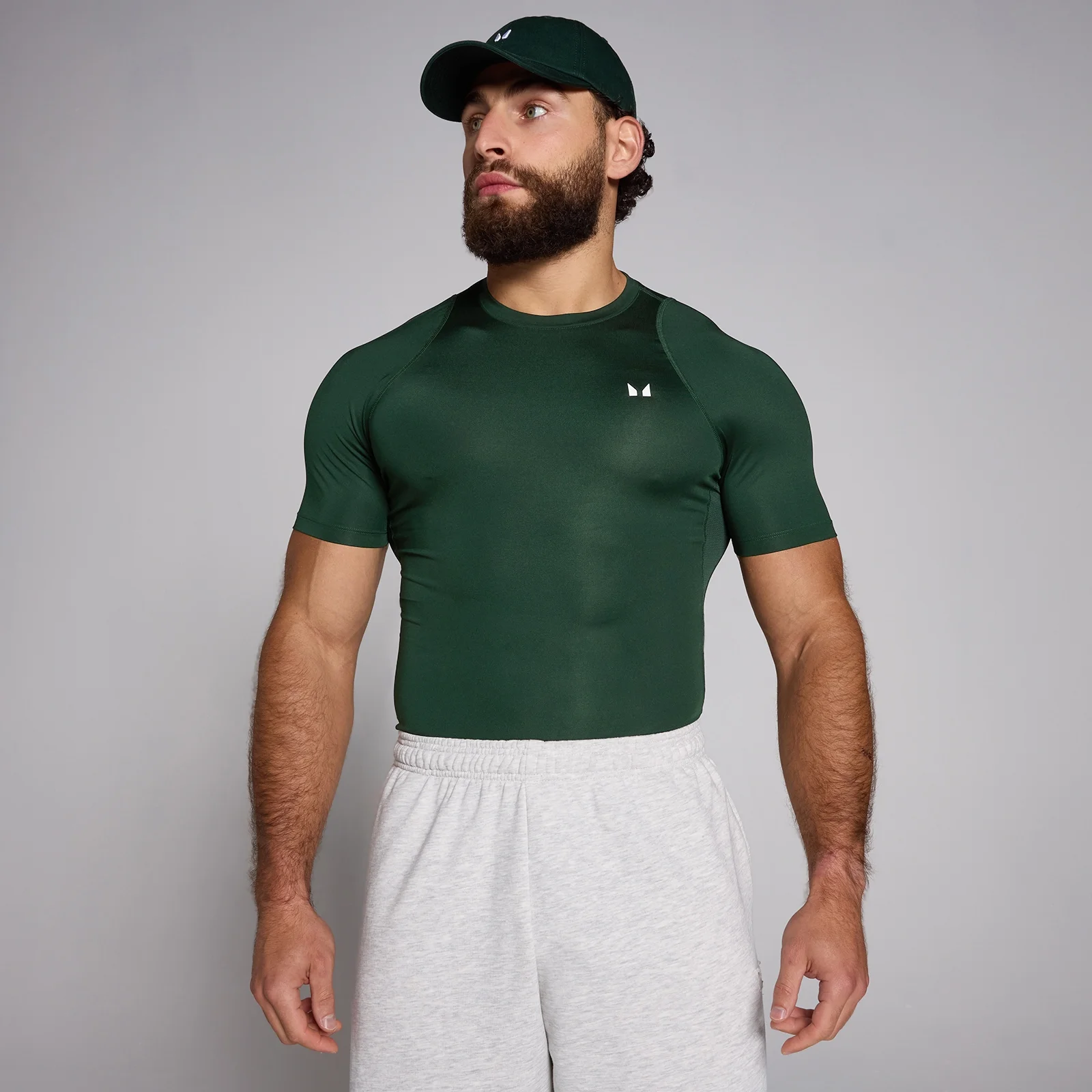 Men's Training Short Sleeve Compression T-Shirt - Dark Emerald - L Image 1