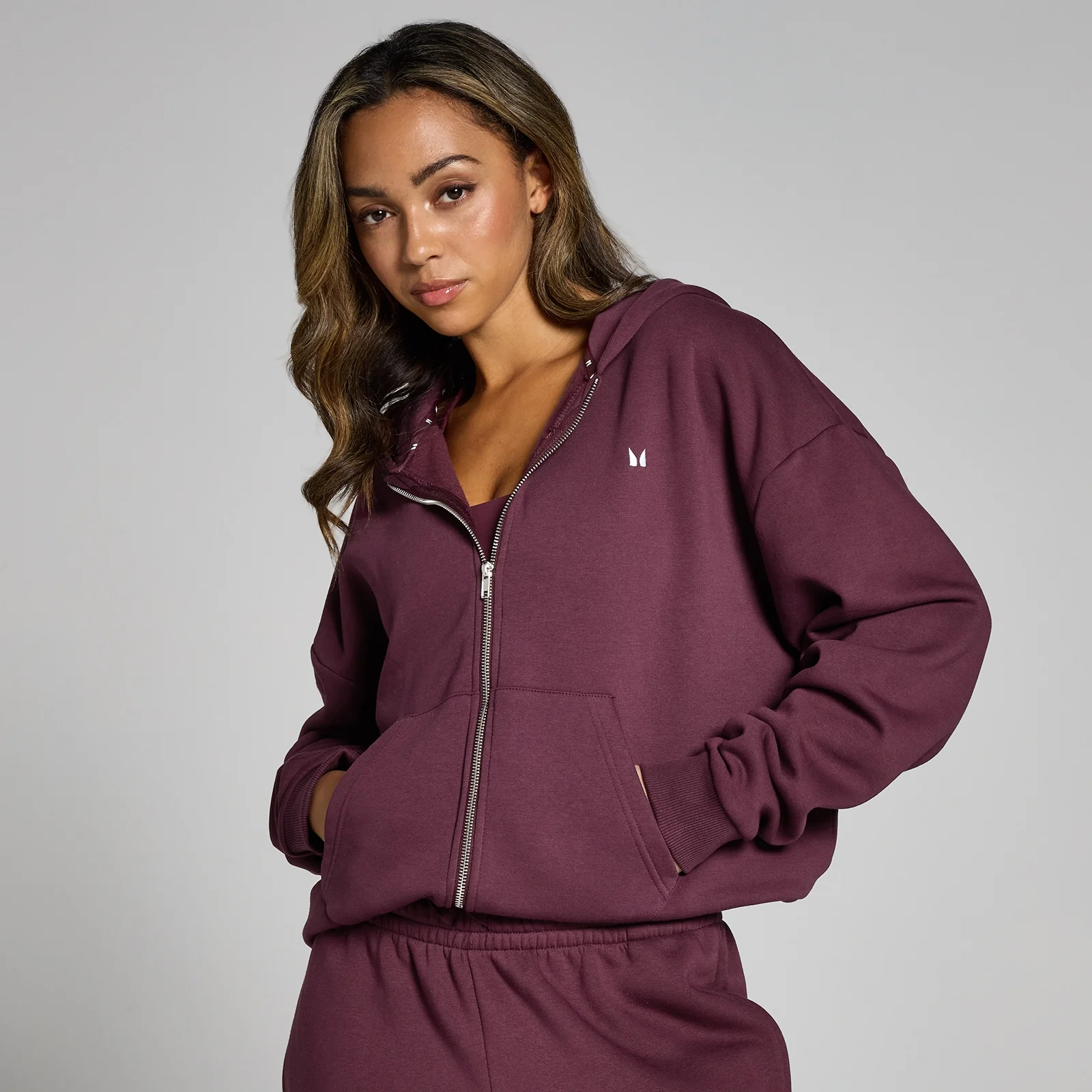 MP Women's Basics Zip Through Hoodie - Deep Berry - XXL Image 1