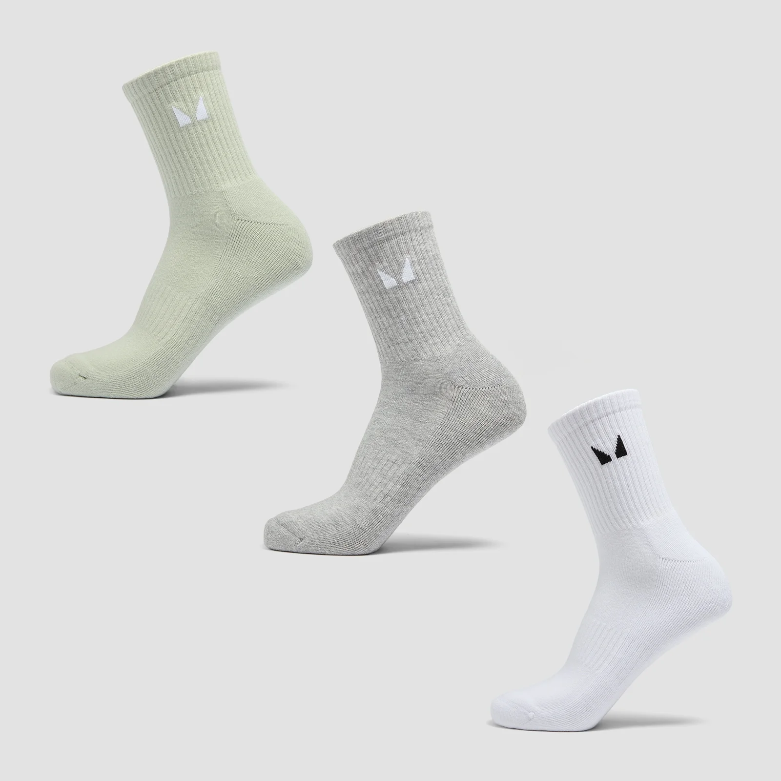 MP Unisex Crew Socks (3 Pack) - Grey/Matcha/White - UK 9-11 Image 1