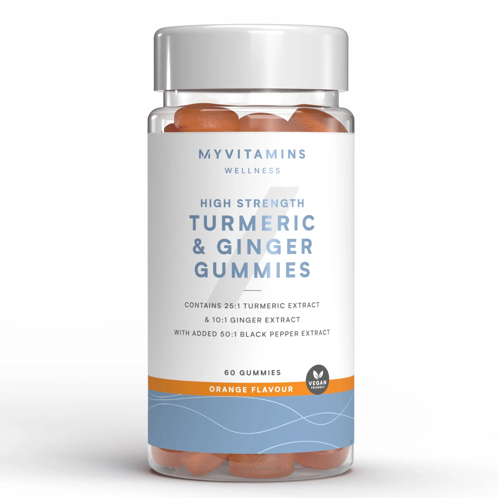 Turmeric & Ginger Gummies - 60GUMMIES, 30servings - Orange (High Strength) Image 1