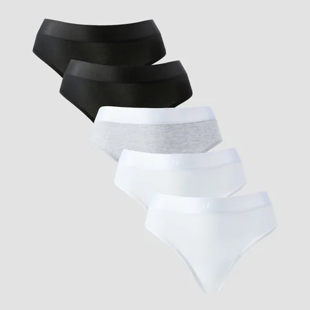 MP Women's Mid Rise Thong (5 Pack) - White/Black/Grey Marl