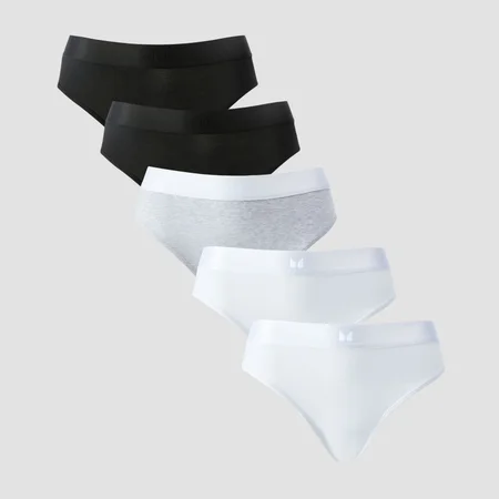 MP Women's Mid Rise Bikini Brief (5 Pack) - White/Black/Grey Marl
