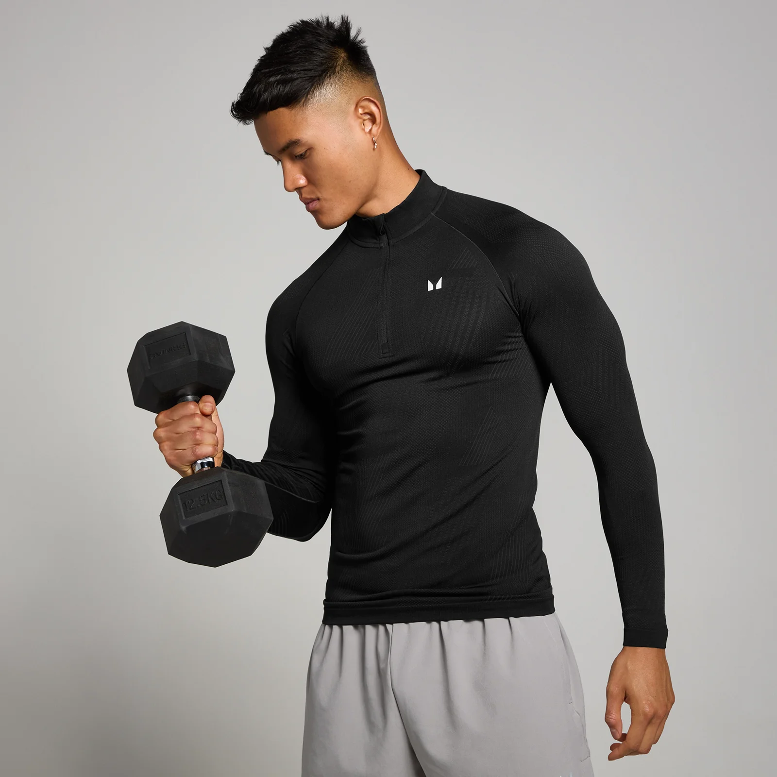MP Men's Tempo Pillar Graphic Seamless 1/4 Zip - Black - M Image 1