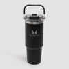Myprotein Recycled Metal Top Handle Straw Bottle 900ml - Black