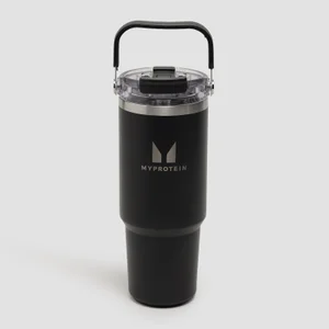 Myprotein Recycled Metal Top Handle Straw Bottle 900ml - Black - Colour Black