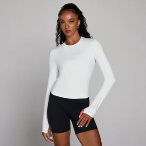 MP Women's Tempo Long Sleeve Top With Thumbholes - White - White - Size XS
