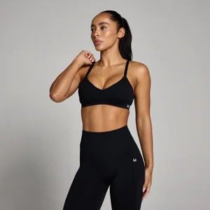 MP Women's Tempo Seamless Ruched Front Sports Bra - Black - Size S