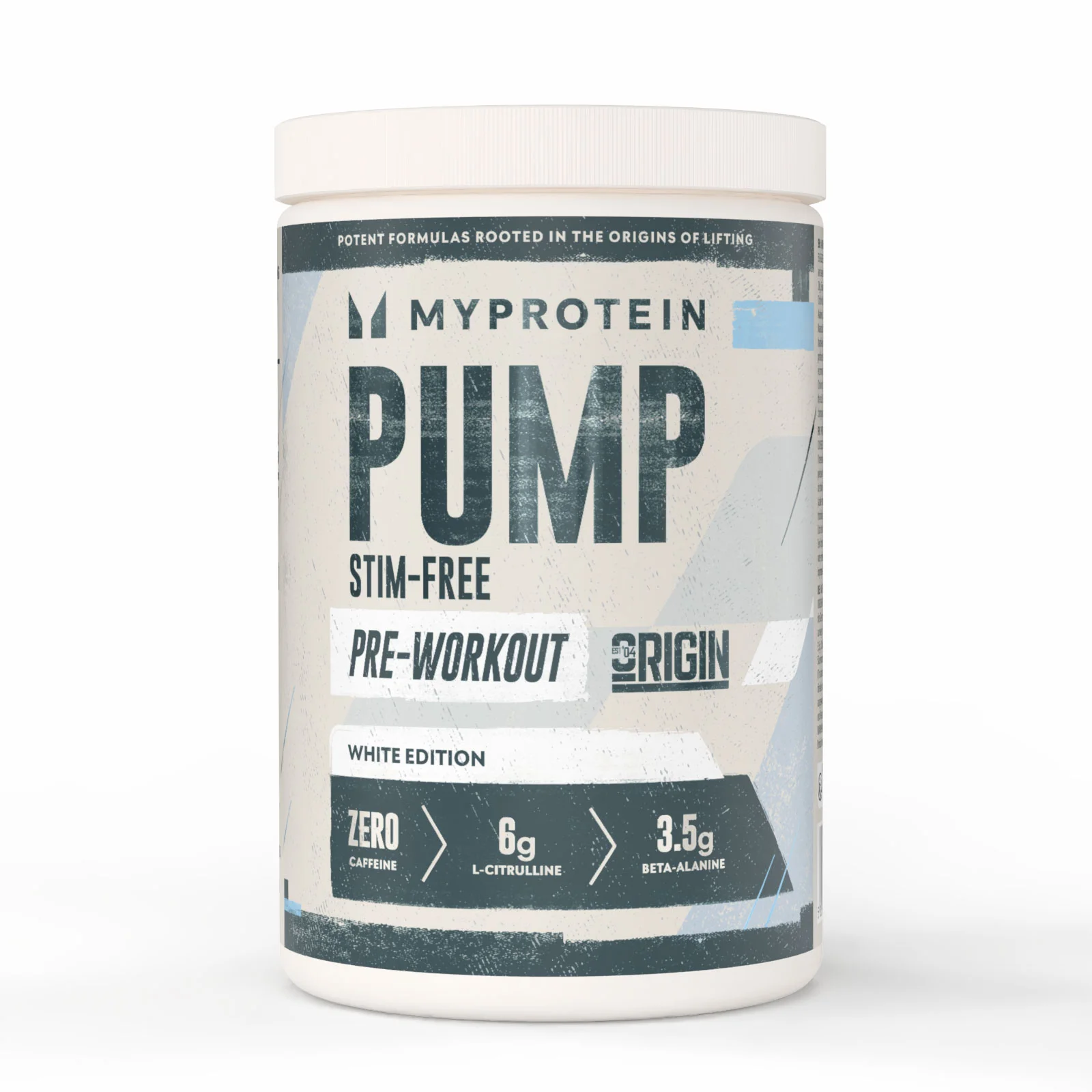 Origin Pump Pre-Workout | Stim & Caffeine-Free - 600G - 30servings - White (Original) Image 1