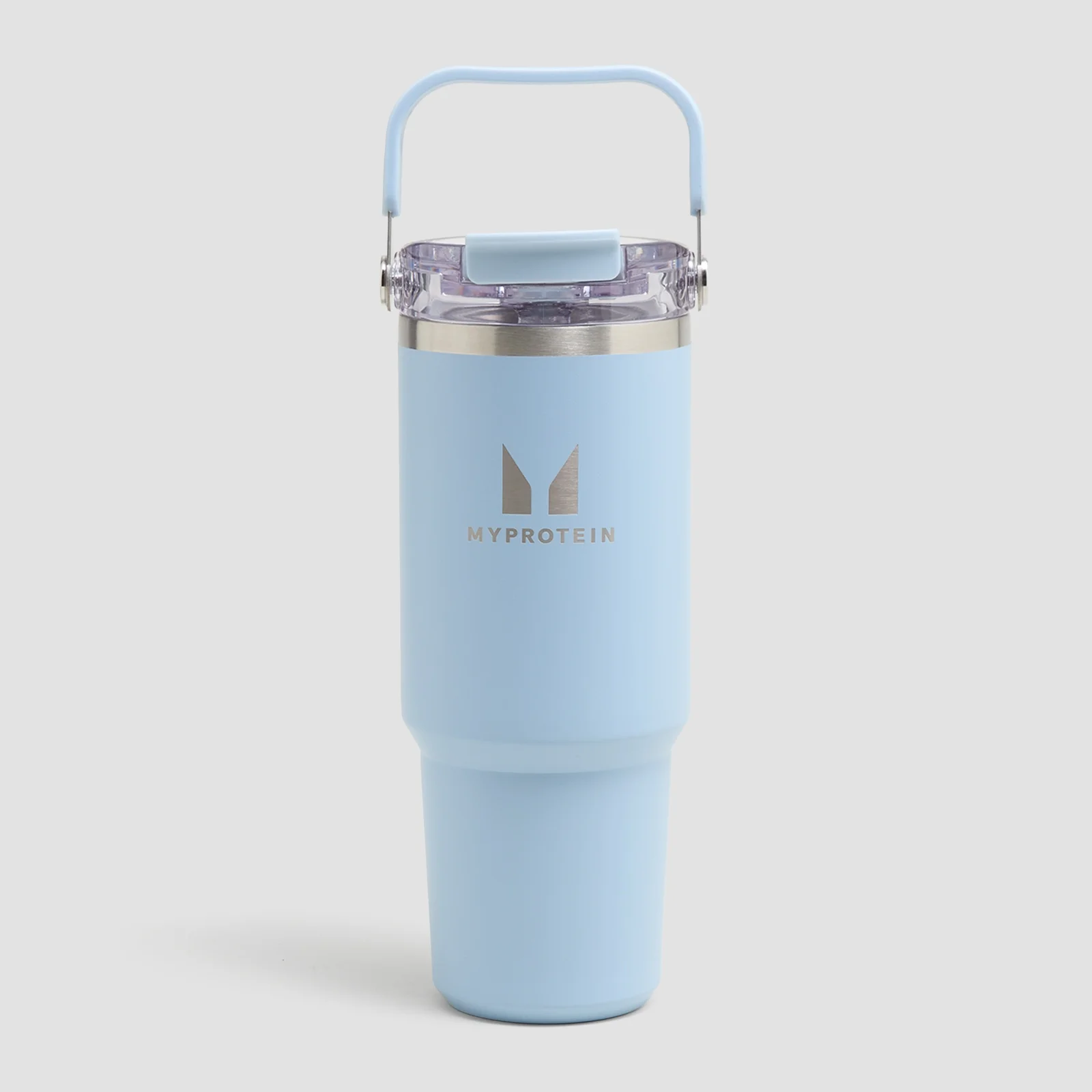 Myprotein Recycled Metal Top Handle Straw Bottle 900ml - Baby Blue Image 1