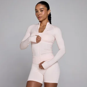 MP Women's Shape Seamless Zip Through Jacket - Baby Pink - Size XL