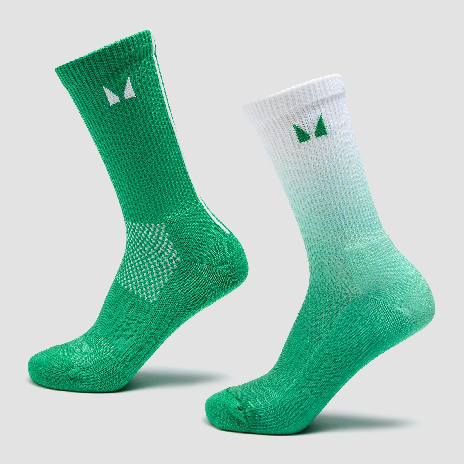 MP Running Socks (2 Pack) - Ombre Zesty Green / Light Lime Stripe - UK 2-5 Image 1