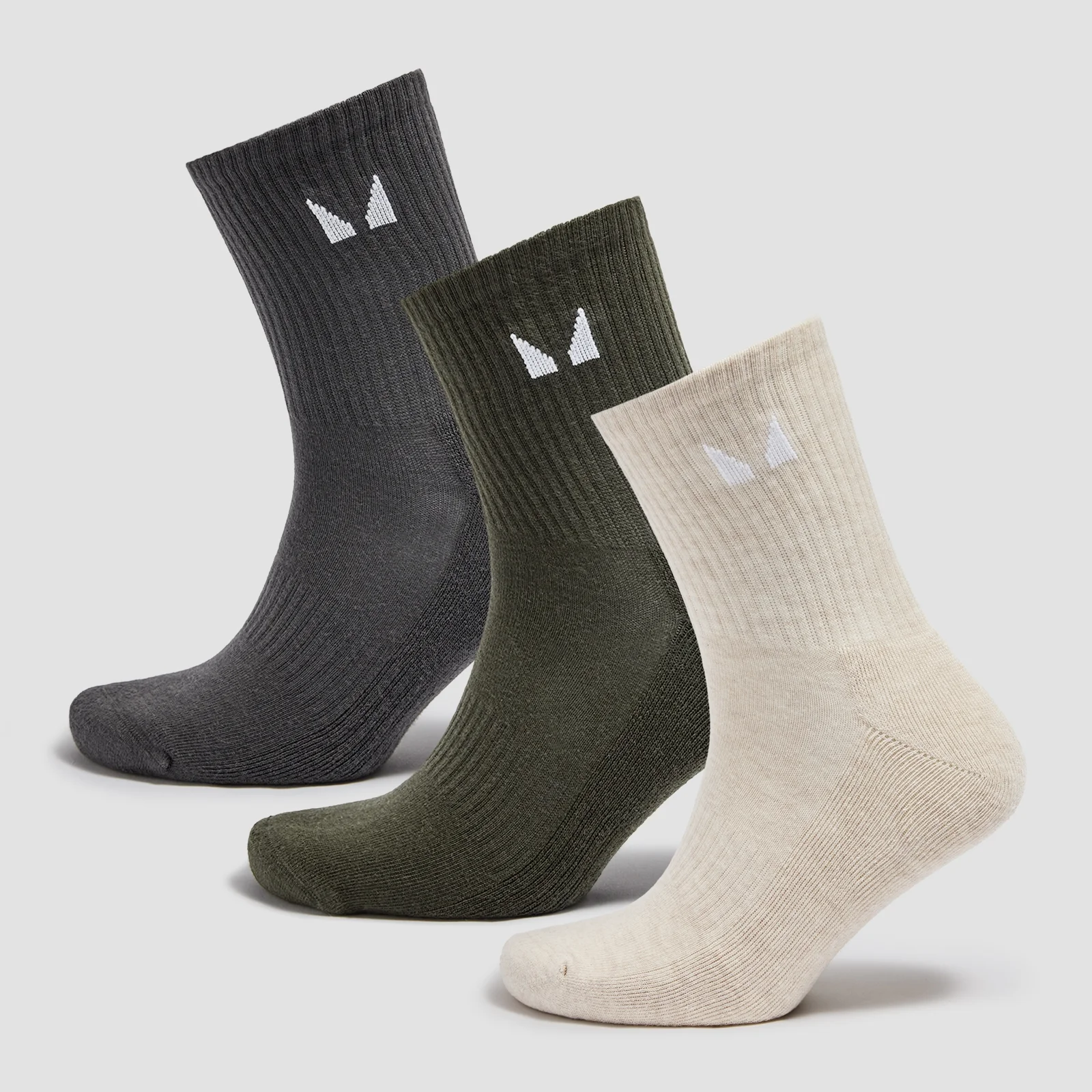 MP Unisex Crew Socks (3 Pack) - Desert Sand/Forest Green/Night Grey - UK 2-5 Image 1