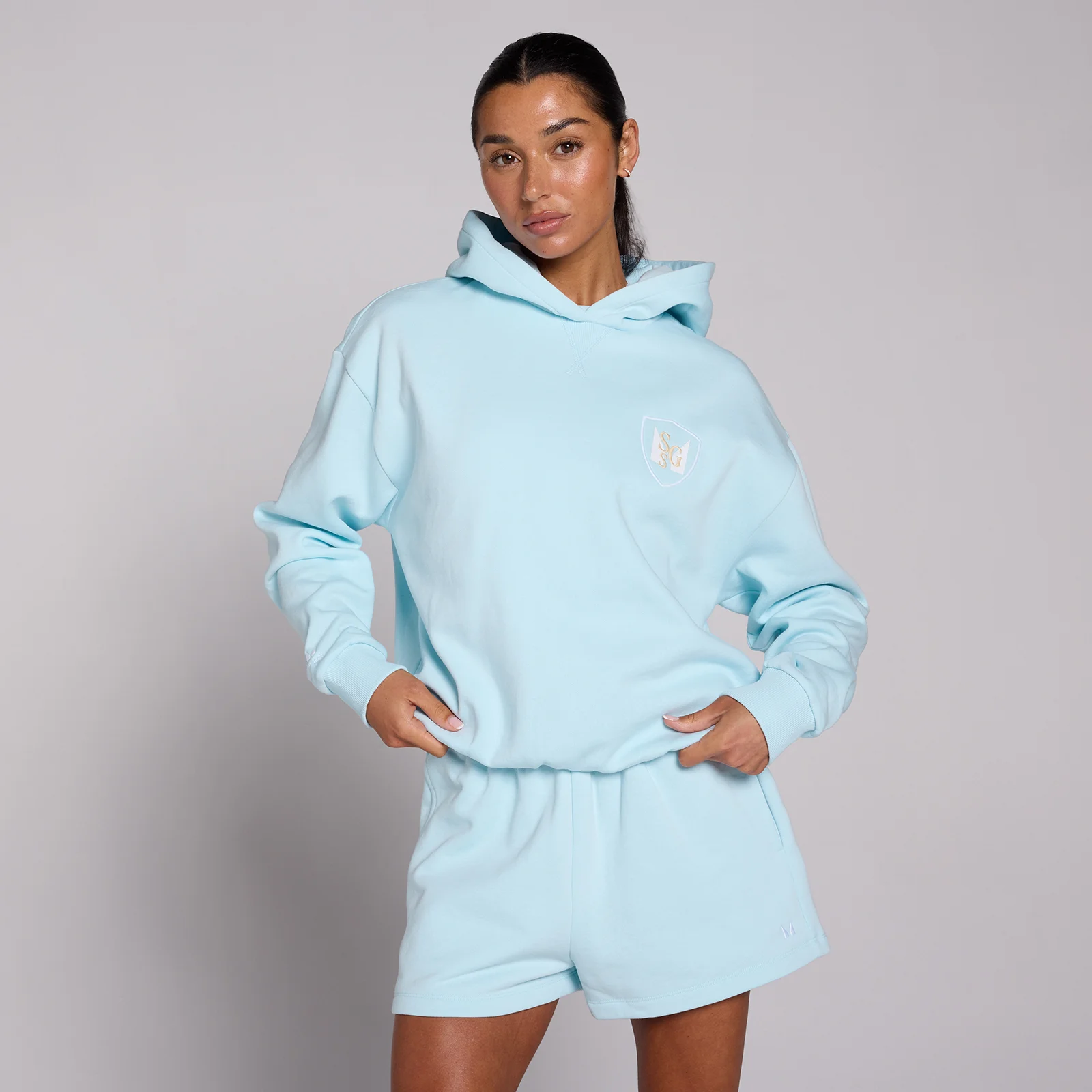 MP Women's Basics SGS Graphic Oversized Hoodie - Baby Blue - S Image 1