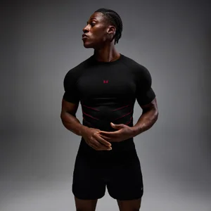 MP Men's Hero Muscle Fit Seamless T-Shirt - Washed Black/Hero Red - Size XXL