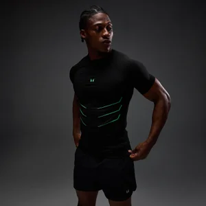 MP Men's Hero Muscle Fit Seamless T-Shirt - Washed Black/Alpha Green - Size L